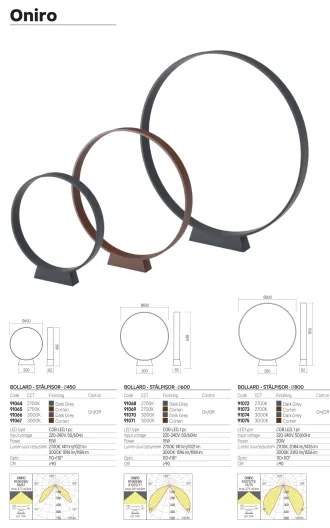Redo 91067 - ONIRO LED kültéri lámpa LED/15W/230V 49,5 cm CRI 90 IP65 barna