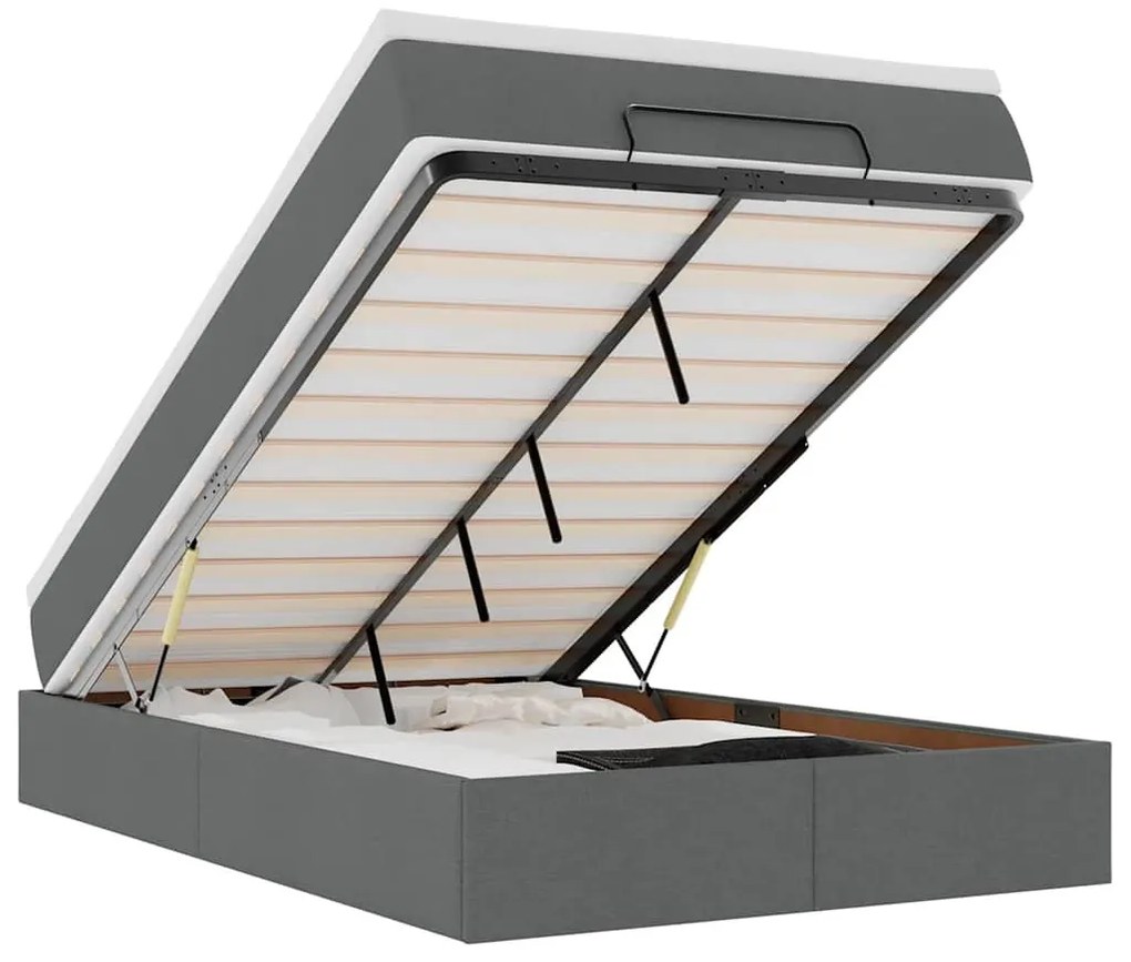 Ottomán ágykeret matraccal sötétszürke 120x190 cm szövet