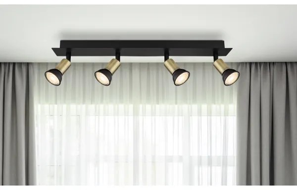 Globo 57998-4B - Spotlámpa DREW 4xGU10/35W/230V fekete/réz