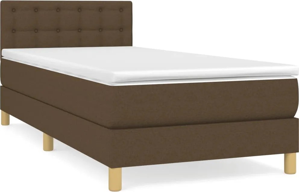 vidaXL sötétbarna szövet rugós ágy matraccal 100 x 200 cm