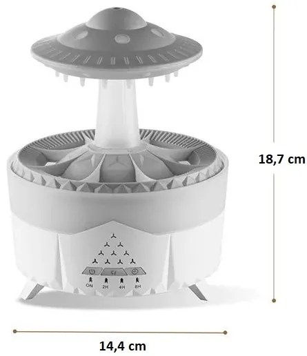 Aromaterápiás párásító és diffúzor LED lámpával - UFO Raindrop