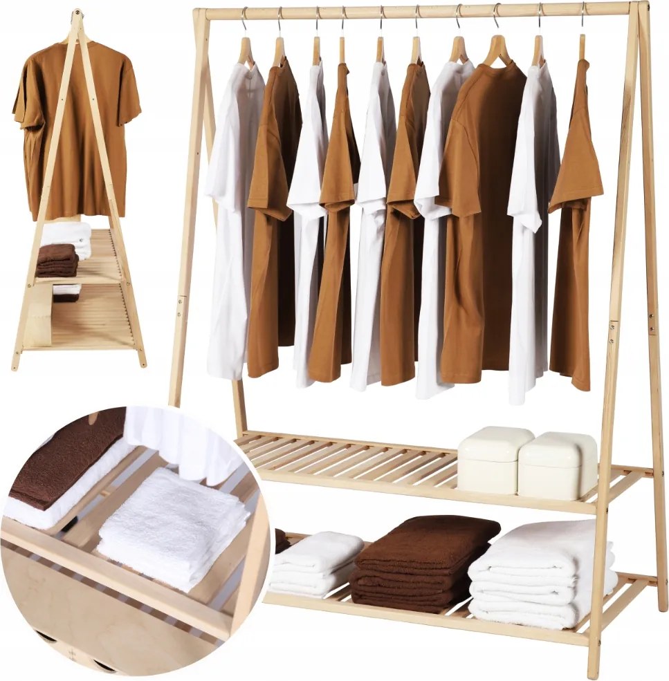 Öltözőszekrény előszobai ruhaakasztó fa könyvespolc Nagy Tömör