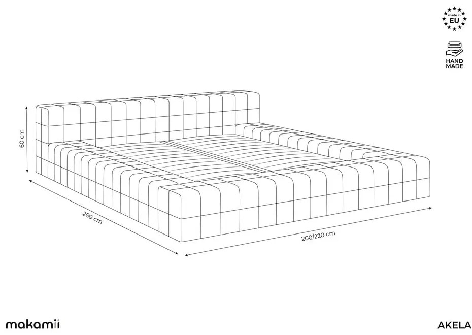 Terrakotta színű kárpitozott franciaágy ágyráccsal 160x200 cm Akela – Makamii