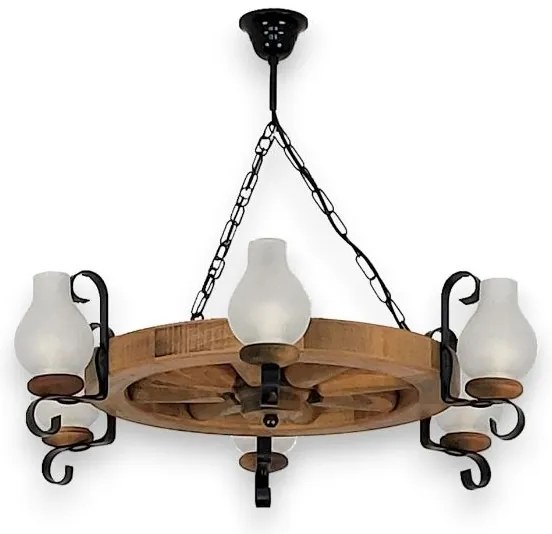 Brilagi - ROATA láncos csillár 6xE14/40W/230V, Ø 70 cm, bükk