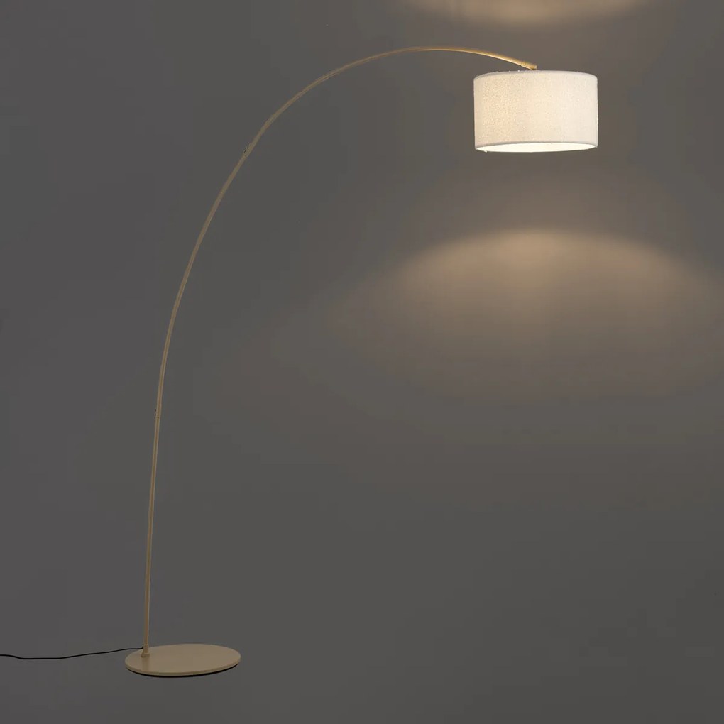 Modern ívlámpa bézs színben, teddy szövetbúrával - Vinossa