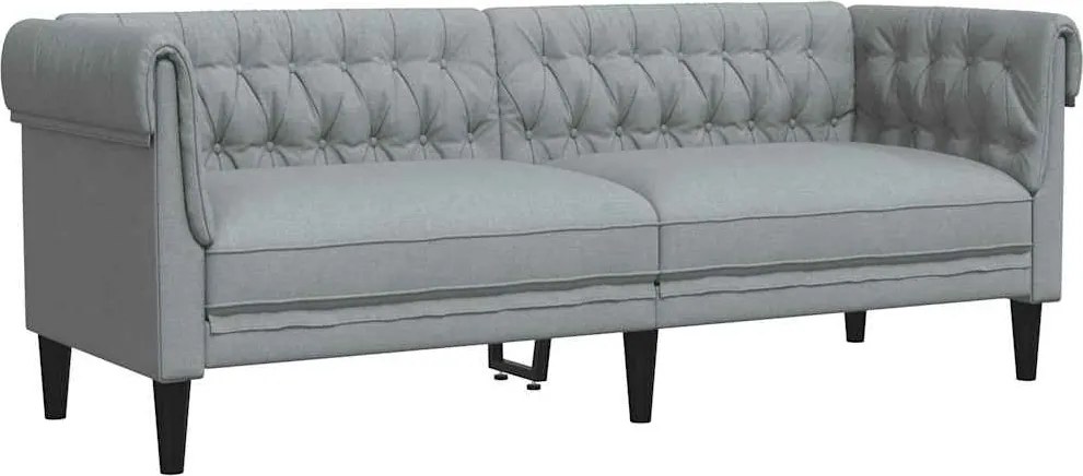 vidaXL világosszürke 3 személyes szövet Chesterfield kanapé