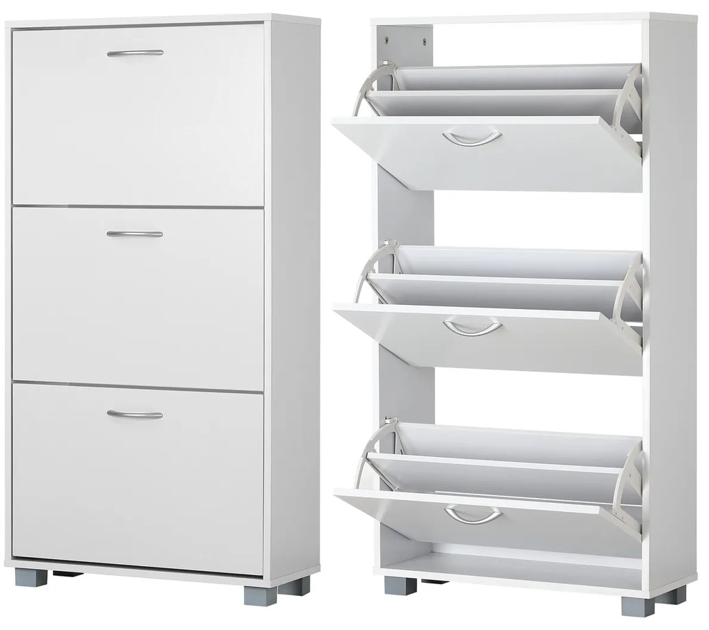 Casaria® Cipősszekrény 115x60x24 cm - fehér