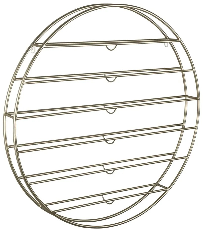 Aranyszínű fali fém bortartó polcos állvány, palackok száma 12 80x80x9 cm Redondo – PT LIVING