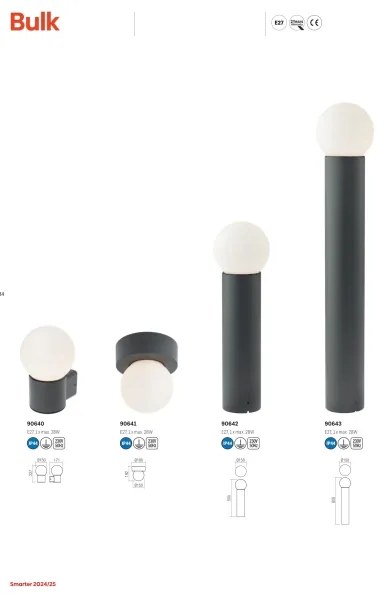 Redo 90640 - Kültéri fali lámpa BULK 1xE27/28W/230V IP44 antracit