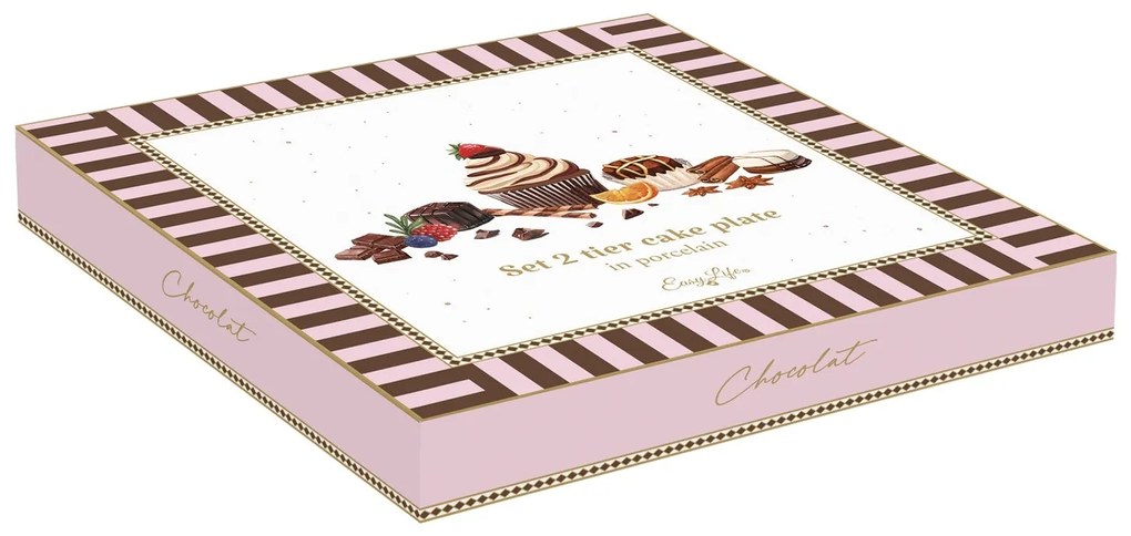 Porcelán süteményes állvány 2 emeletes díszdobozban Sweet Moments