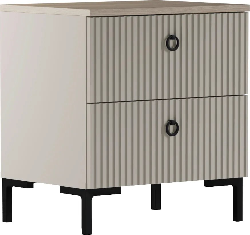 Éjjeliszekrény, szürkésbarna Taupe/silverjack tölgy, DOMCA 2S