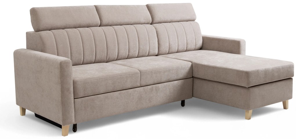 Vario sarokkinyitható kanapé, univerzális állású - bézs Wind 11 zsenília