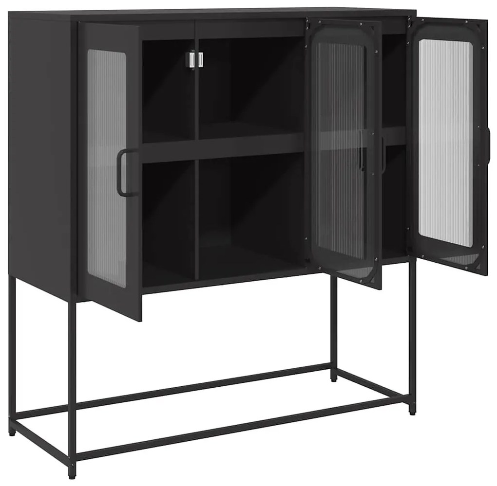 fekete hidegen hengerelt acél tálalószekrény 100,5x39x107 cm