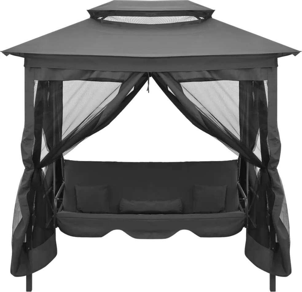 vidaXL átalakítható antracit acél hintaágy tetőponyvával 220x160x240cm