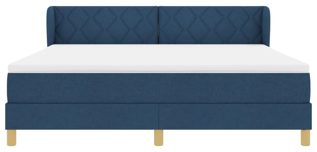 Boxspring Ágy Mattal - Kék, 180x200 cm, Szövet