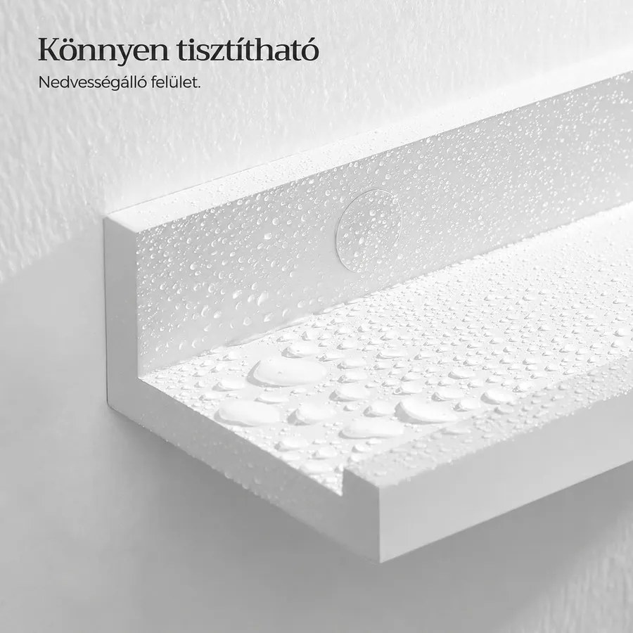 VASAGLE fali képtartó polc szett, 3 db, 38 × 10 cm, magasfényű fehér