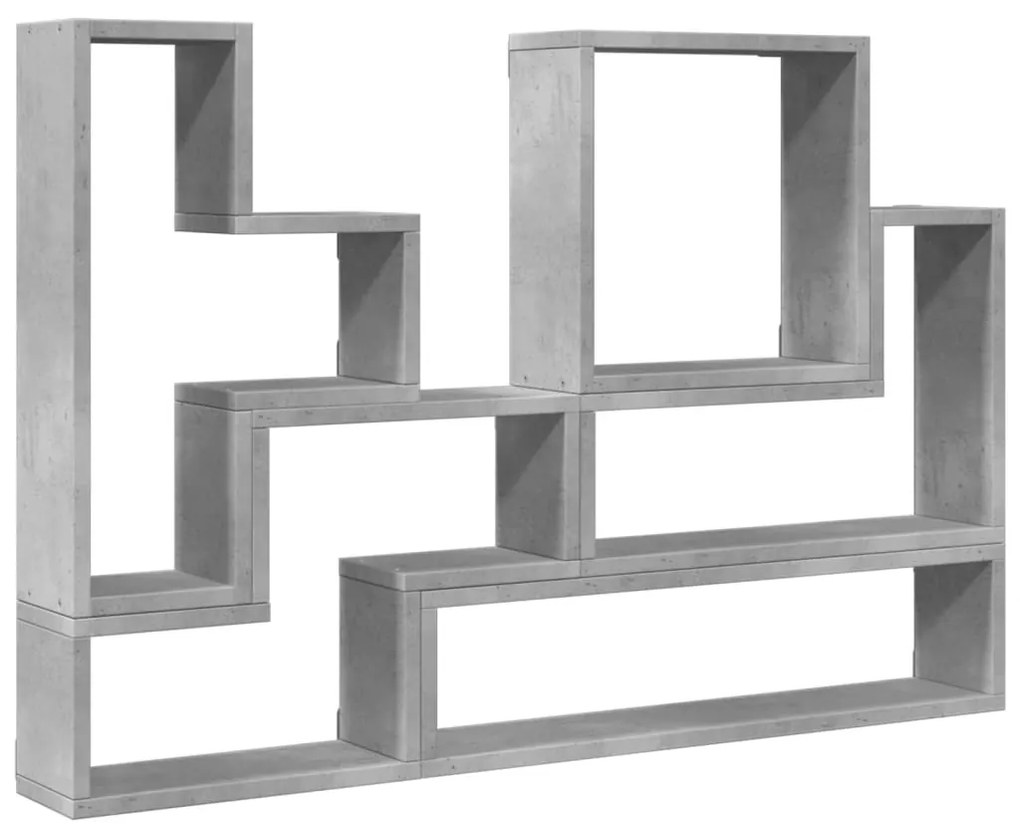 betonszürke szerelt fa fali polc 96x12x64 cm