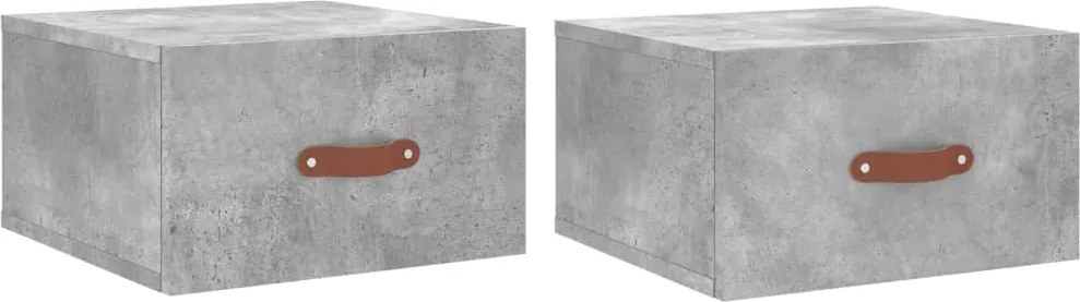 vidaXL 2 db betonszürke falra szerelhető éjjeliszekrény 35x35x20 cm