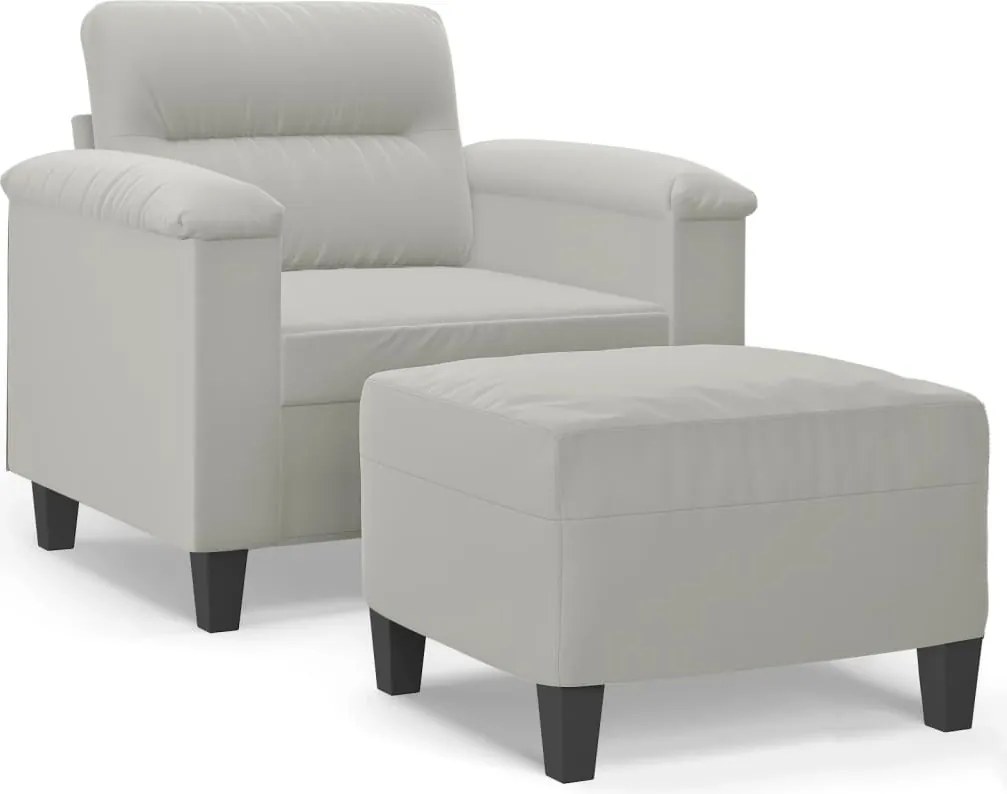 vidaXL világosszürke mikroszálas szövet kanapéfotel lábtartóval 60 cm