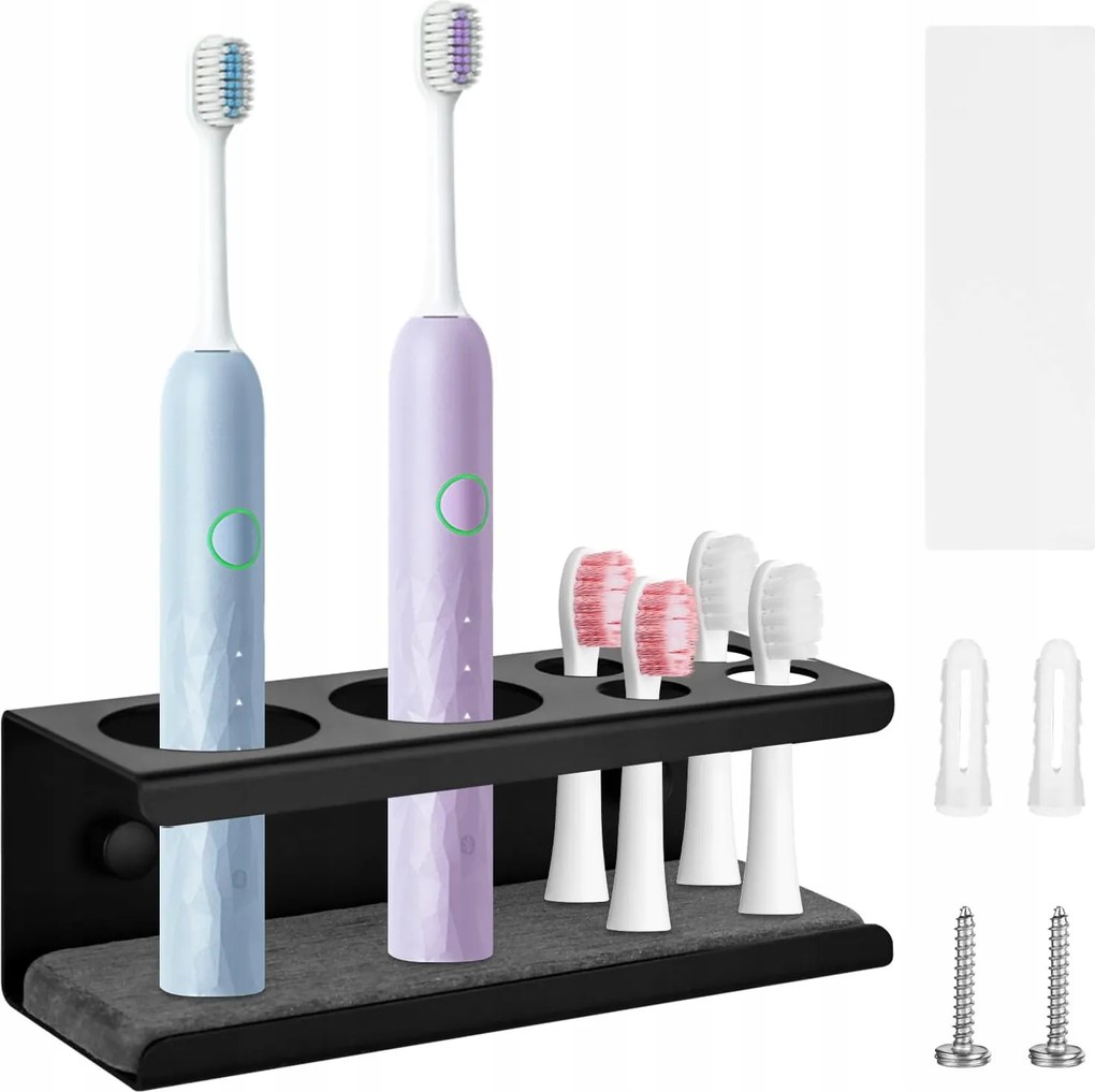 Fogkefetartó állvány, fogkefefejek, fekete