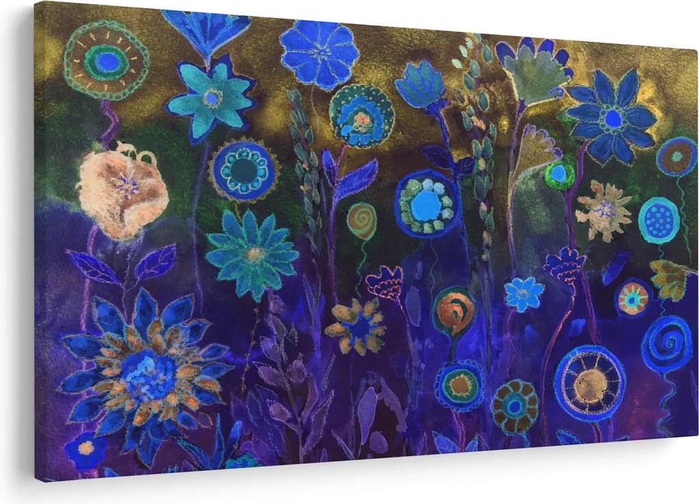 Sötétkék virágok képe (90x60 cm)