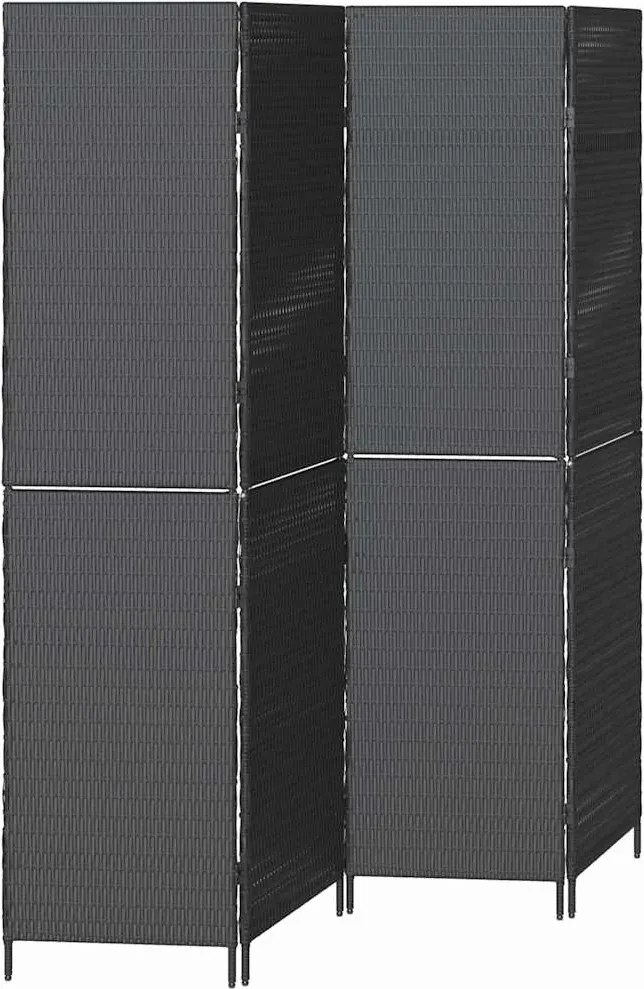 vidaXL Szobaelválasztó Fekete 195 x 180 cm polirattan
