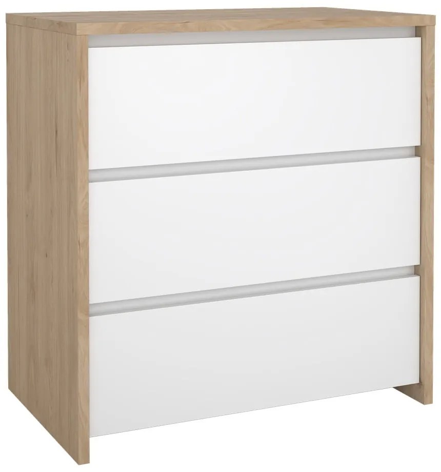 Fehér-natúr színű komód tölgyfa dekorral 80x84x48 cm Next – Tvilum