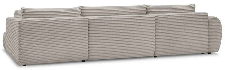 Világosszürkés bézs kordbársony kinyitható sarokkanapé (bal oldali-U alakú) Lucien – Bobochic Paris