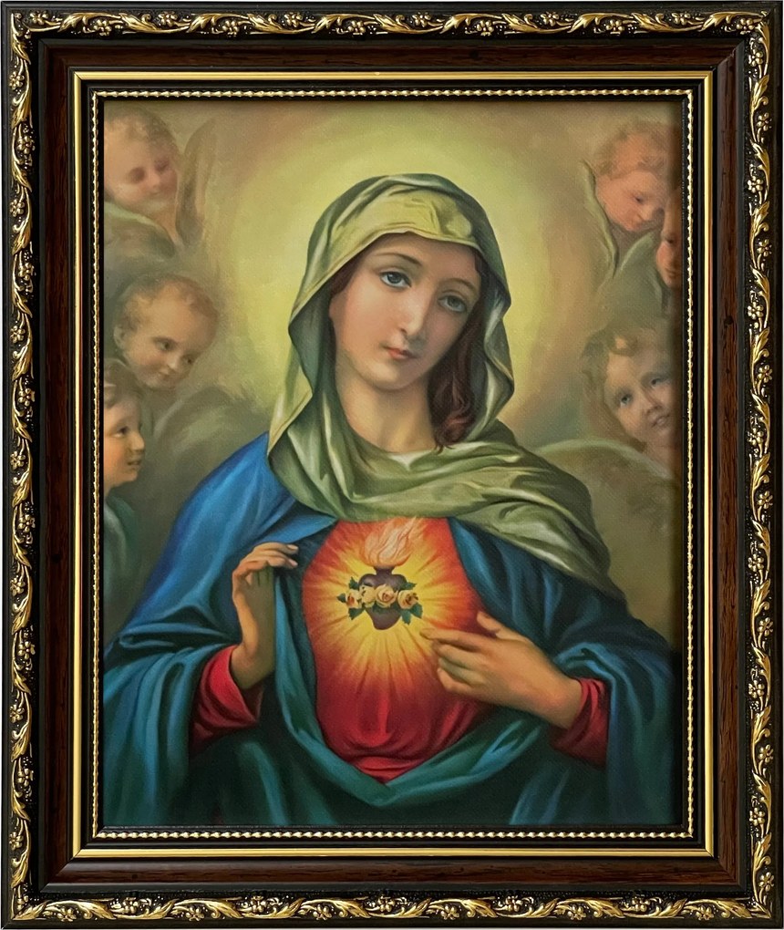 Vászonkép 31x26 Mária Szíve Mária Díszített Keret