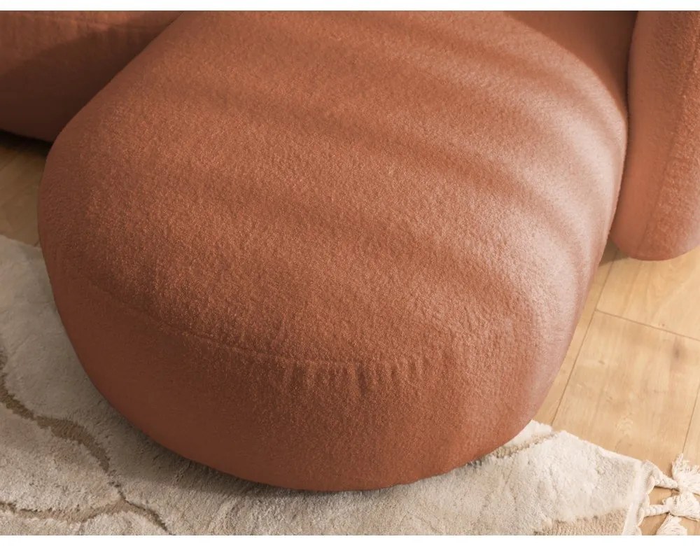 Terrakotta színű buklé sarokkanapé (jobb oldali-heverő résszel) Orbit – Ropez