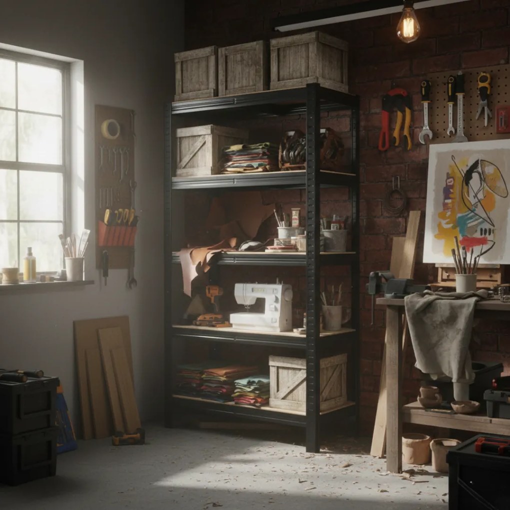 HEAVY nagy teherbírású polc, max 875kg, 90x40x180cm, fekete Jurhan