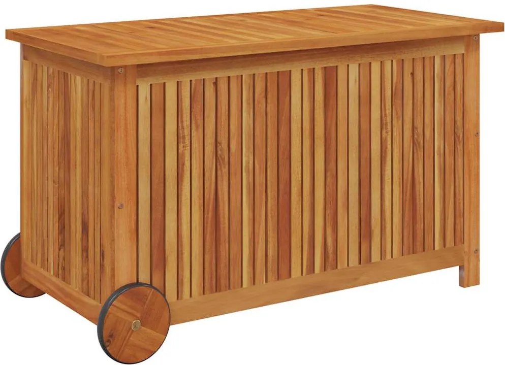 Tömör Akácfa Kerti Tárolóláda Kerekekkel 90 X 50 X 58 Cm