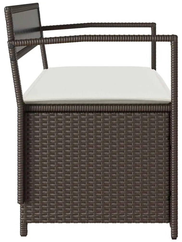 barna polyrattan kerti tárolópad párnával