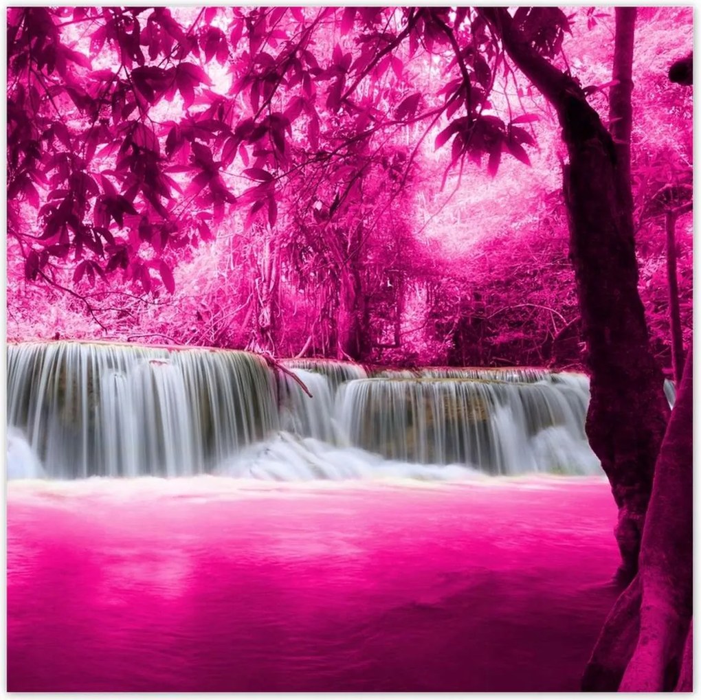 Poszterek 100x100 Rózsaszín vízesés Tájkép