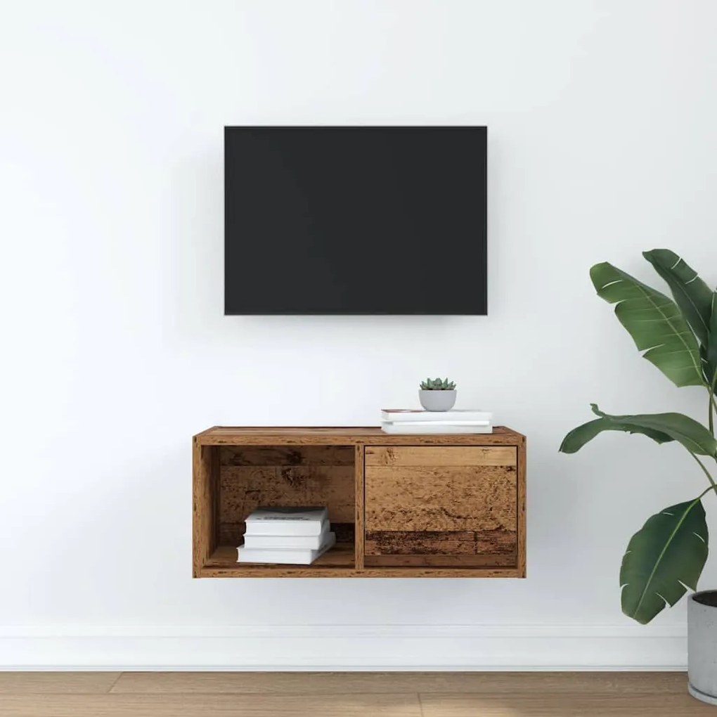antik fa színű szerelt fa TV-szekrény 60x31x25,5 cm