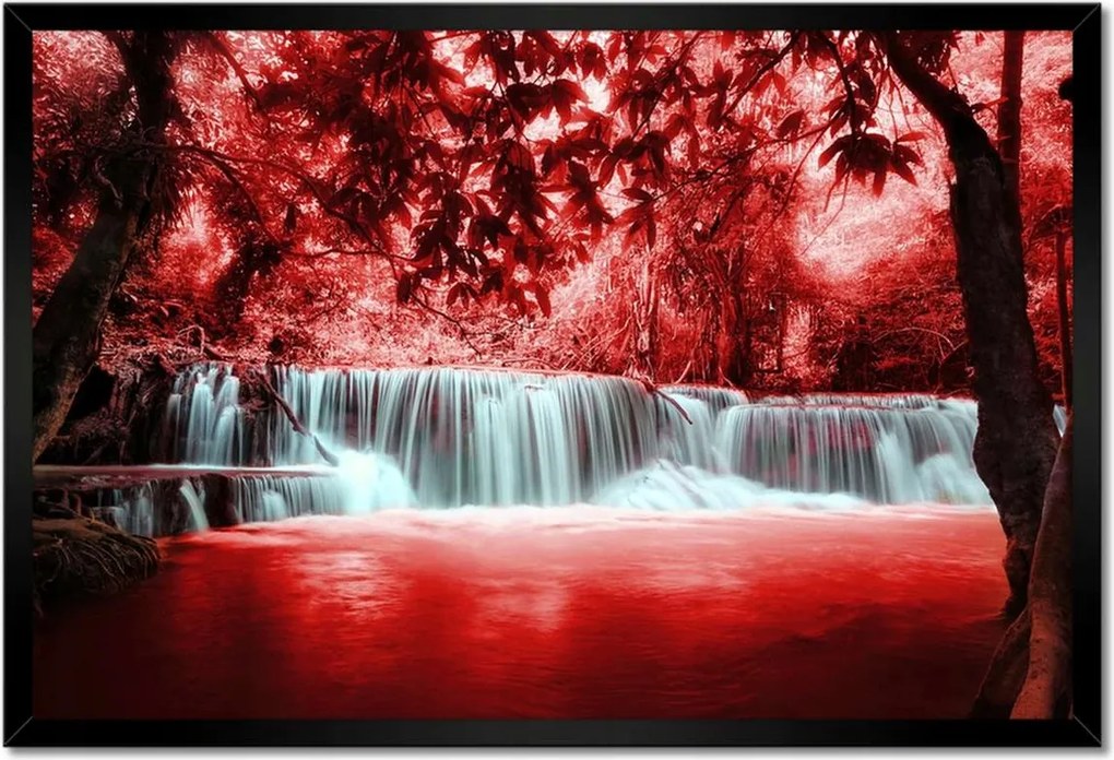 Poszterek keretben 60x40 Piros vízesés Kaszkád