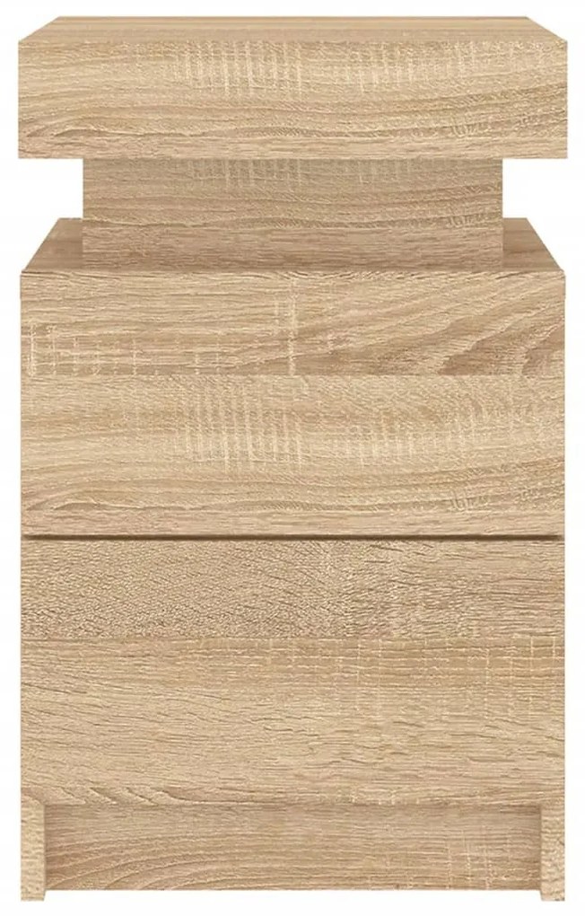 2 db sonoma tölgy színű éjjeliszekrény LED-del 35 x 39 x 55 cm