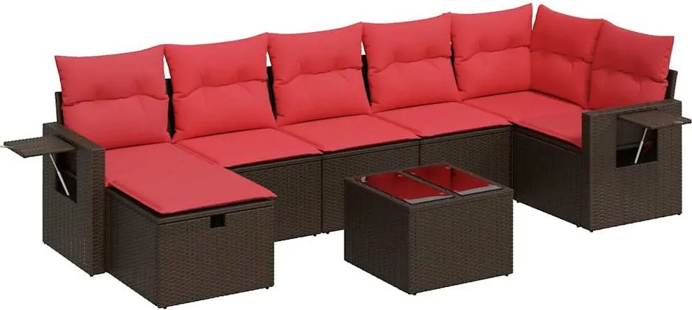 vidaXL 8 részes barna polyrattan kerti ülőgarnitúra párnákkal