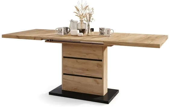 Kinyitható PAOLO étkezőasztal craft tölgy/fekete
