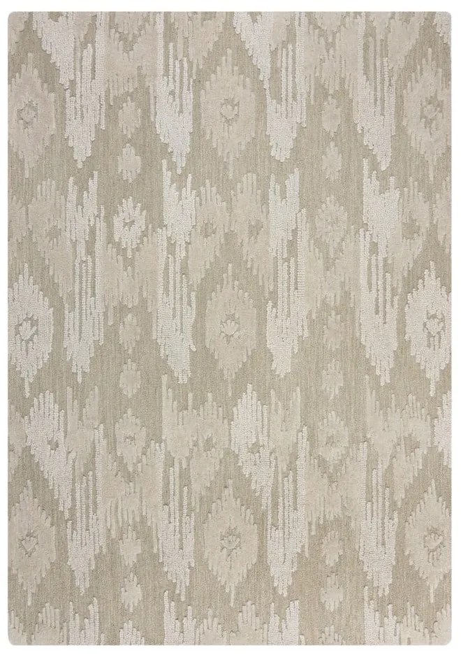 Bézs kézi szövésű gyapjú szőnyeg 160x230 cm Dion Ikat – Flair Rugs