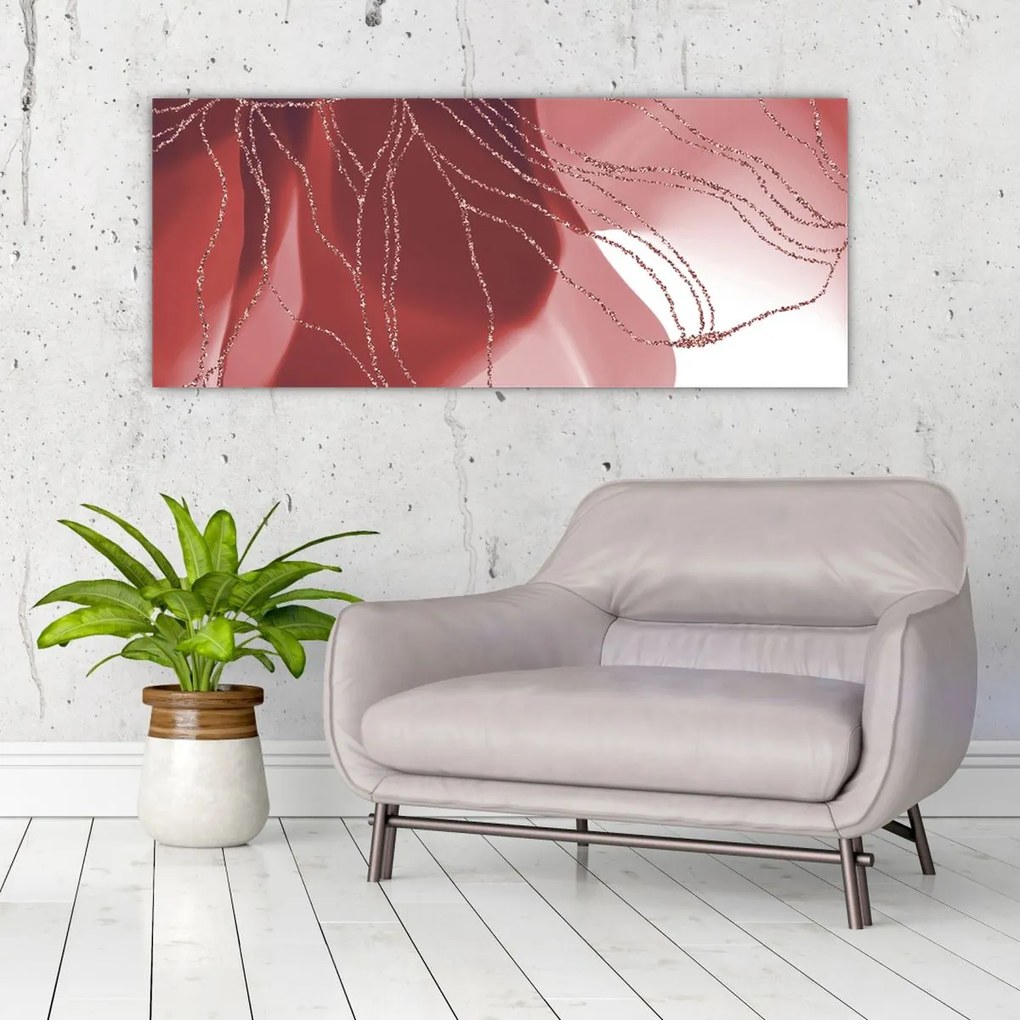 Kép - Piros absztrakt virág N⁰1 (120x50 cm)