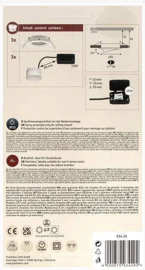 Paulmann 93449 - KÉSZLET 3xLED/6,5W IP23 Fürdőszobai beépíthető lámpa NOVA 230V