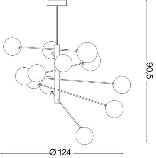 Ideal Lux - LED Csillár rúdon EQUINOXE 12xG4/2W/230V átm. 124 cm réz/átlátszó