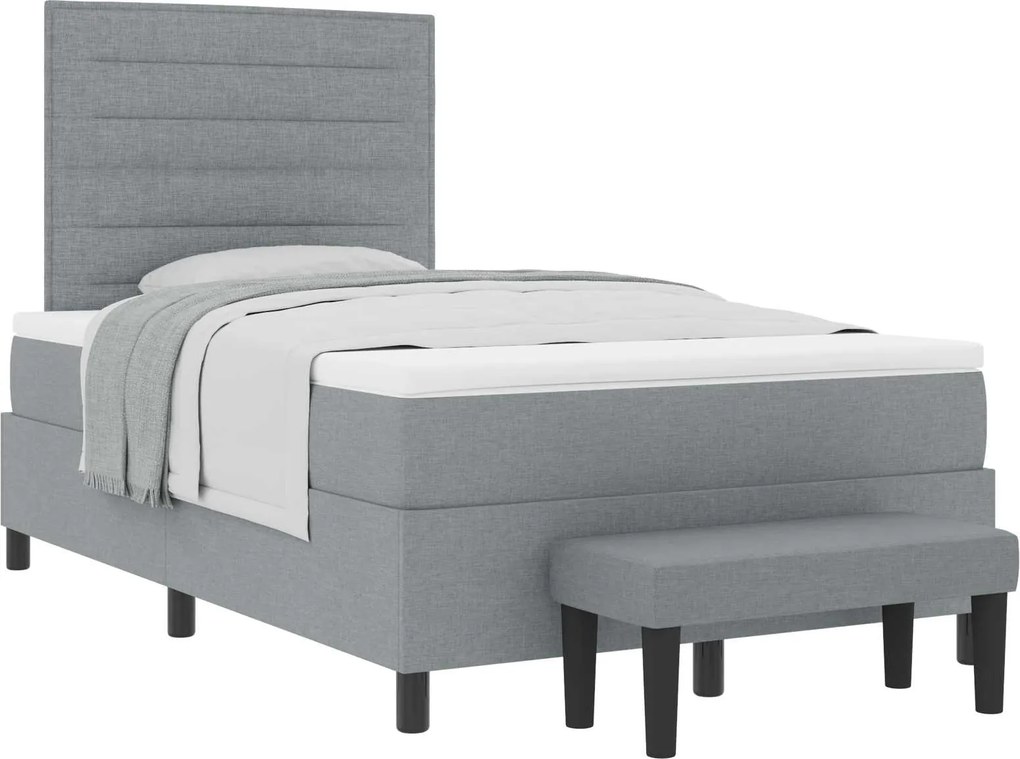 vidaXL Boxrugós ágy matracmal Világosszürke 120 x 190 cm szövet