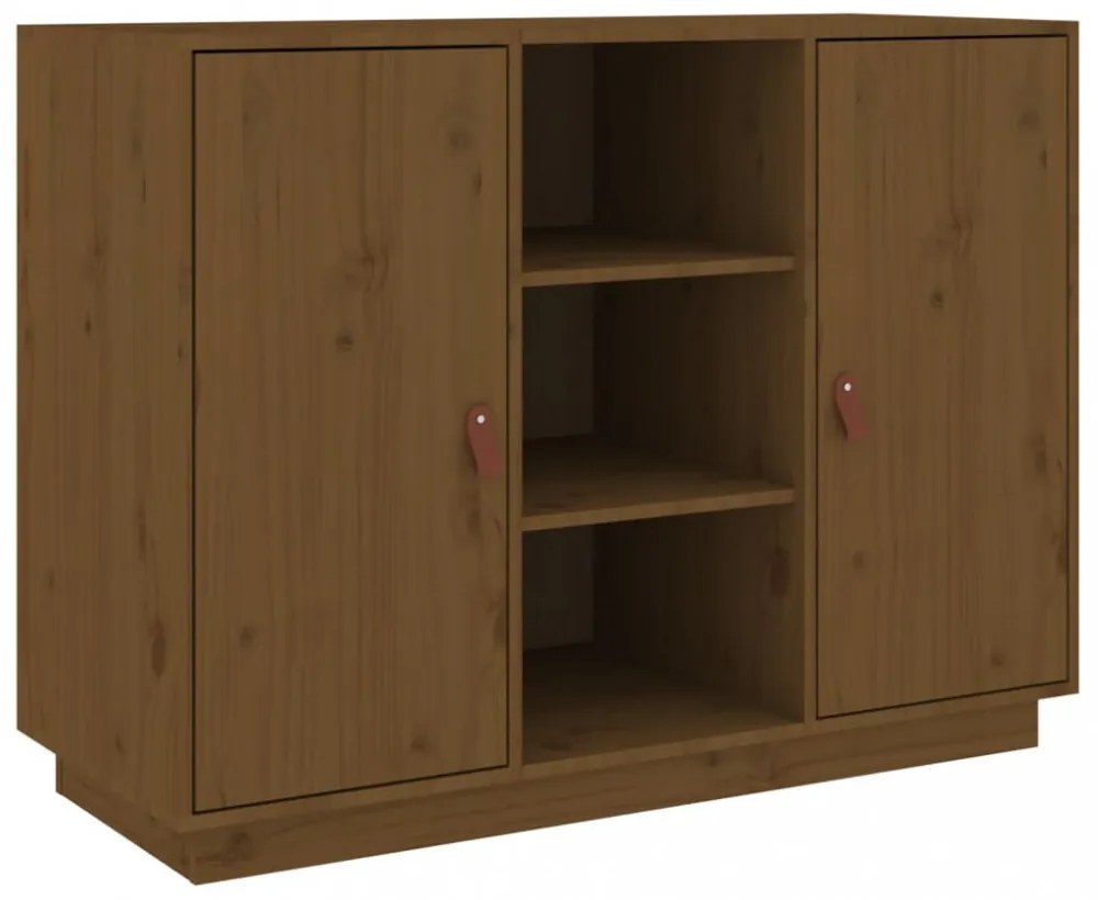 mézbarna tömör fenyőfa tálalószekrény 100 x 40 x 75 cm