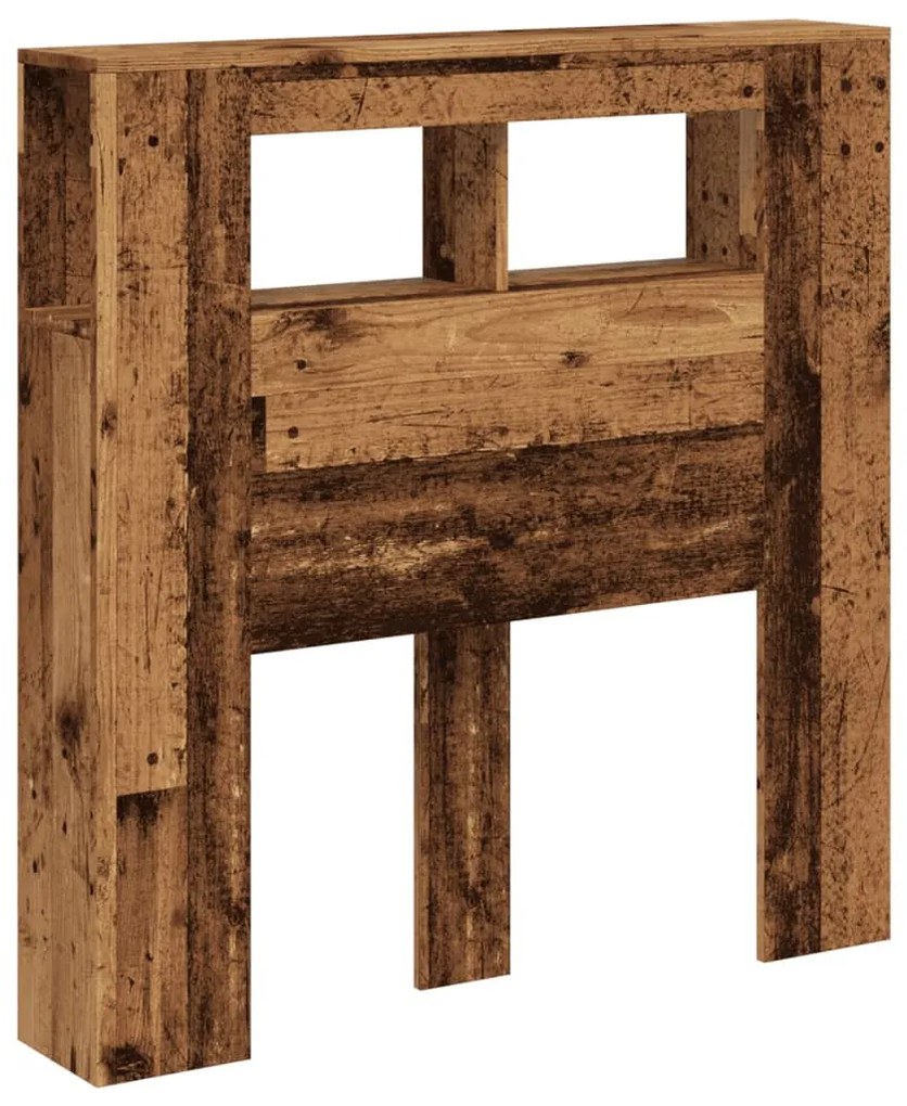 antik fa színű szerelt fa LED-es fejtámla 100x18,5x103,5 cm
