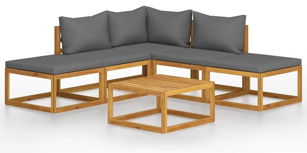 vidaXL 6 részes tömör akácfa kerti társalgó szett párnákkal