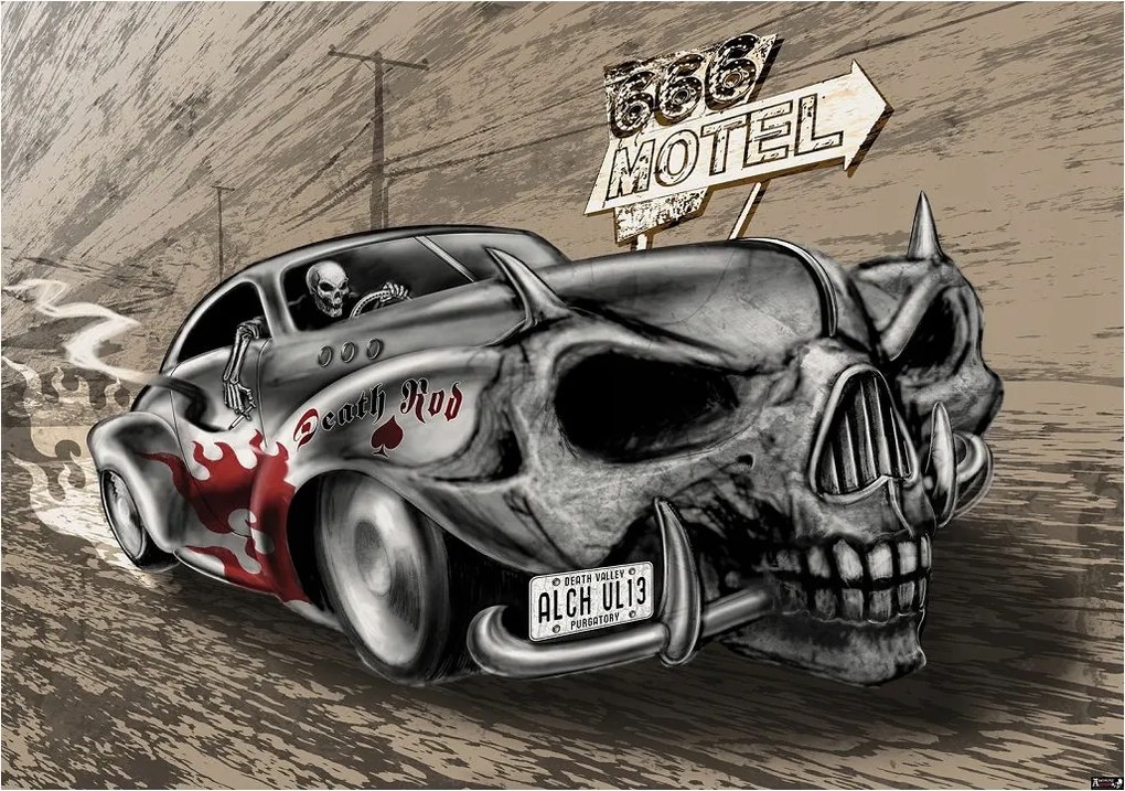 Fotótapéta Koponyák Hot Rod Motorkerékpár Pokol vinil 368x254 +ragasztó