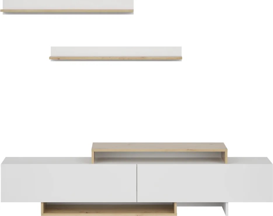 Nappali fal, fehér/artisan tölgy, MILONA