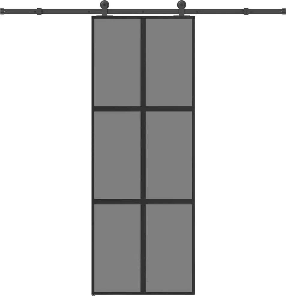 vidaXL tolóajtó vasalatokkal 76x205 cm edzett üveg&Alumínium